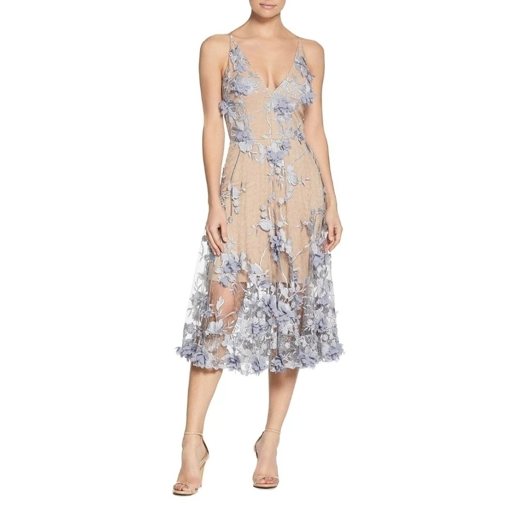 Dress the Population Audrey Floral Midi Dress Size Small